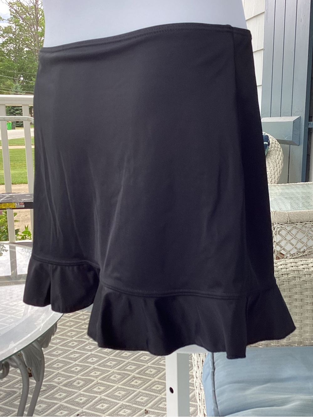 Fit 4 You Black Ruffle Hem Swim Skirt Size 12